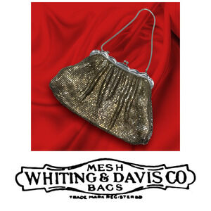 Vtg Mesh Whiting & Davis Kisslock Gold Metal Evening Special Occasion Bag Purse